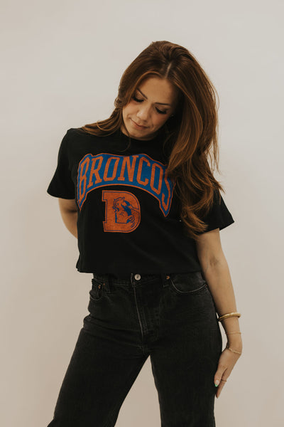 Denver Broncos Blitz Mock Neck Crop Tee