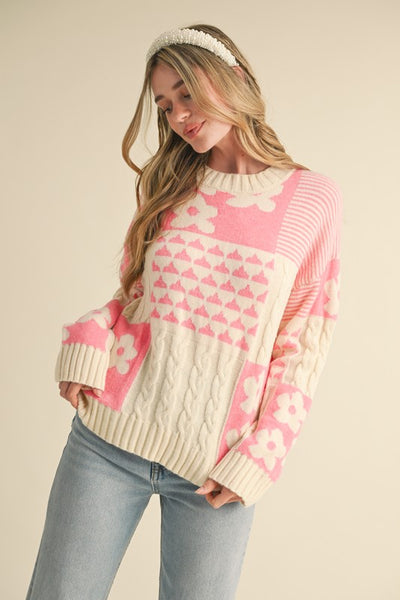 Pretty in Pink Patchwork Sweater