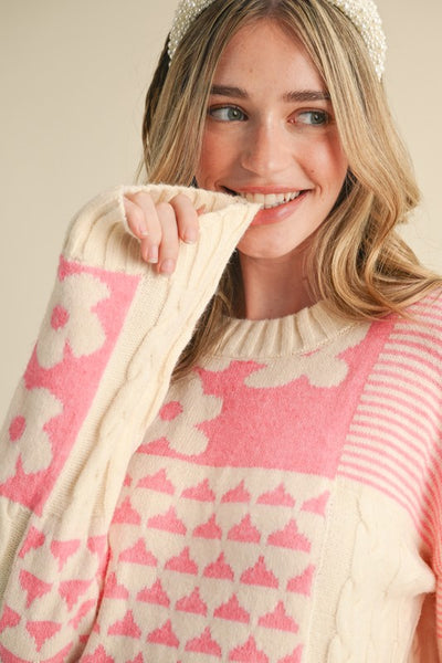 Pretty in Pink Patchwork Sweater