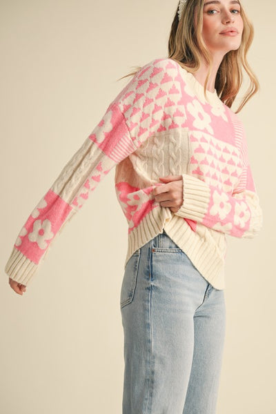 Pretty in Pink Patchwork Sweater