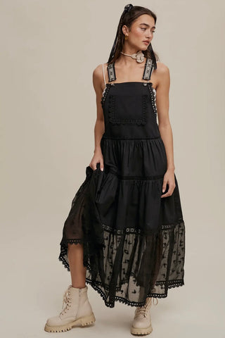 Just a Crush Overall Dress *BLACK*