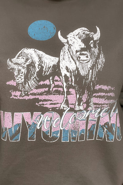 Welcome to Wyoming Thrifted Sweatshirt *Charcoal*