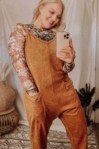 super cute mineral washed french terry harem jumpsuit