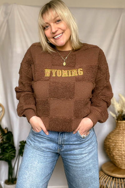 Wyoming Checkered Sherpa Sweater