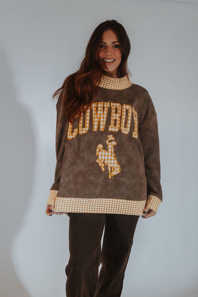 Gingham Cowboys Mock Neck - RUBY WYLD