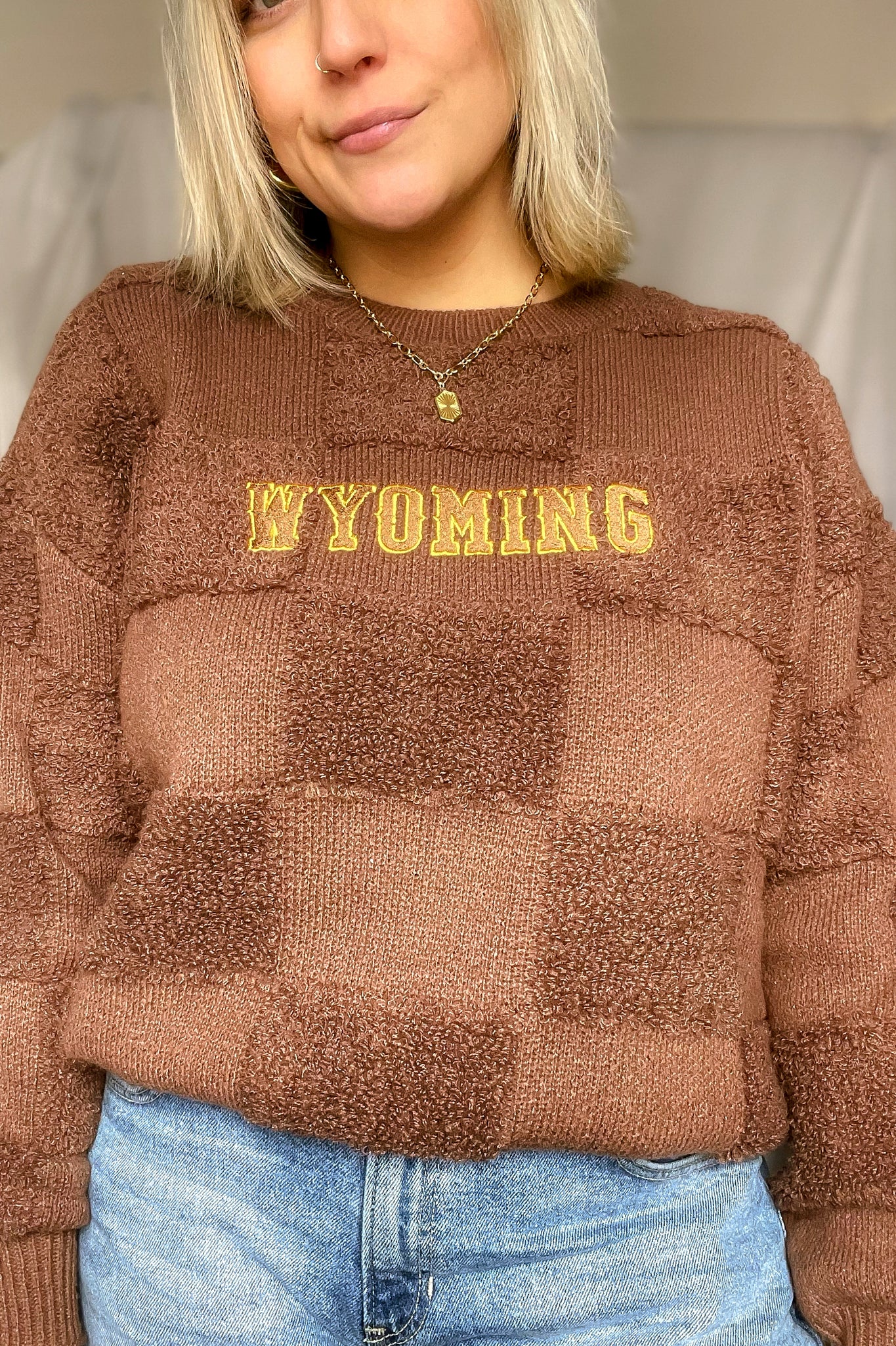 Wyoming Checkered Sherpa Sweater