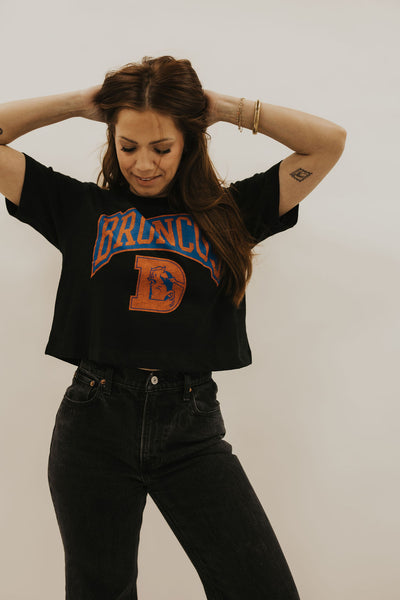 Denver Broncos Blitz Mock Neck Crop Tee
