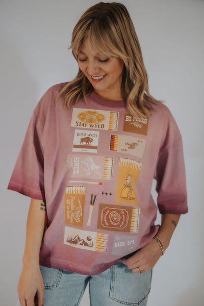 The WYLD Matchbook Tee *Reverse Dyed Rose* - RUBY WYLD