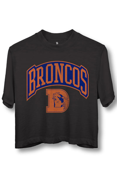 Denver Broncos Blitz Mock Neck Crop Tee