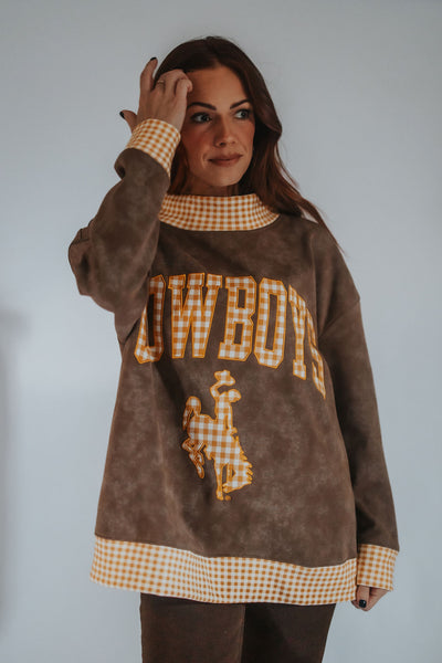 Gingham Cowboys Mock Neck - RUBY WYLD
