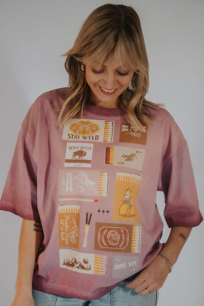 The WYLD Matchbook Tee *Reverse Dyed Rose* - RUBY WYLD
