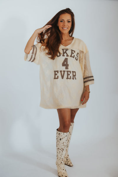 Pokes 4 Ever Lace Jersey – Raw Edge V-Neck - RUBY WYLD