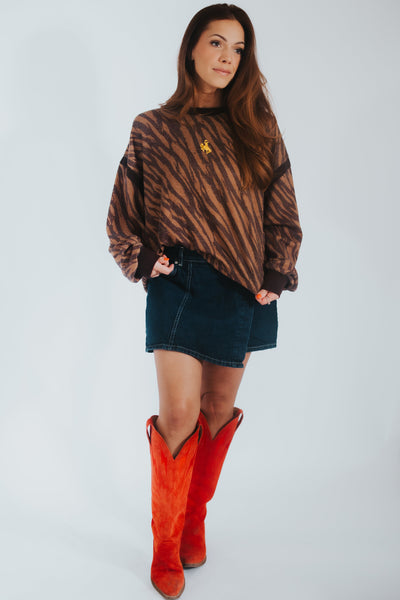 WYLD Zebra Crossover Pullover - RUBY WYLD