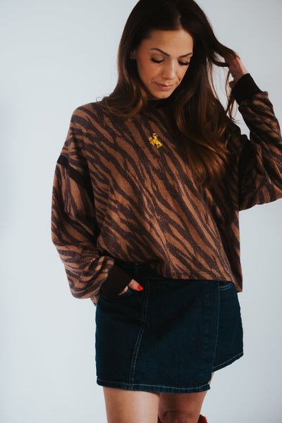 WYLD Zebra Crossover Pullover - RUBY WYLD