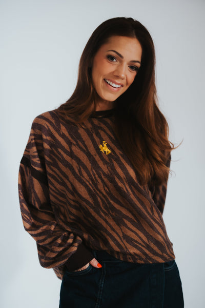 WYLD Zebra Crossover Pullover - RUBY WYLD