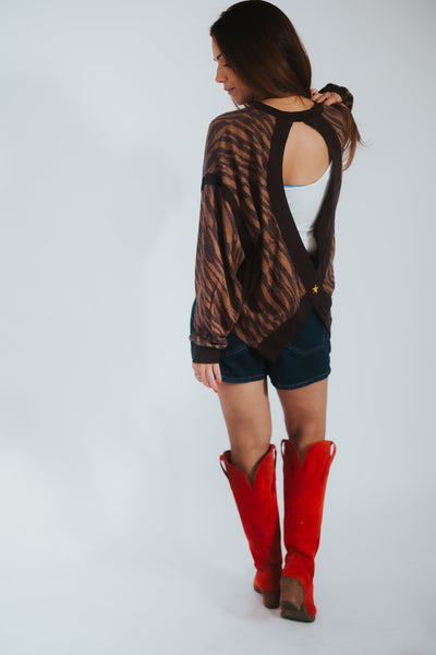 WYLD Zebra Crossover Pullover - RUBY WYLD