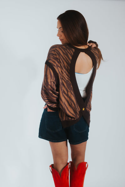 WYLD Zebra Crossover Pullover - RUBY WYLD