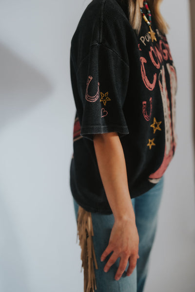 Powder River Cowgirl Club Waffle Tee - RUBY WYLD
