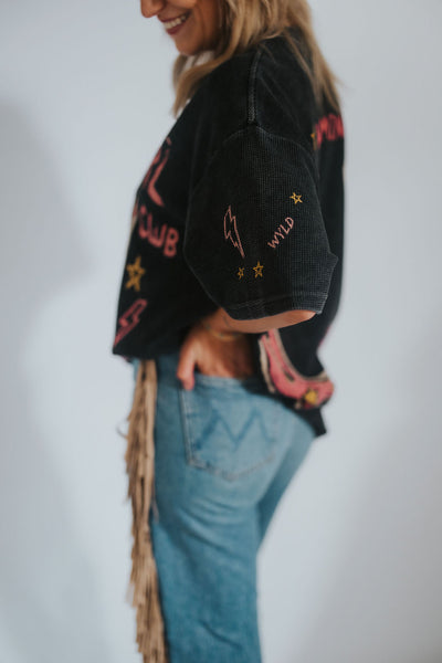 Powder River Cowgirl Club Waffle Tee - RUBY WYLD