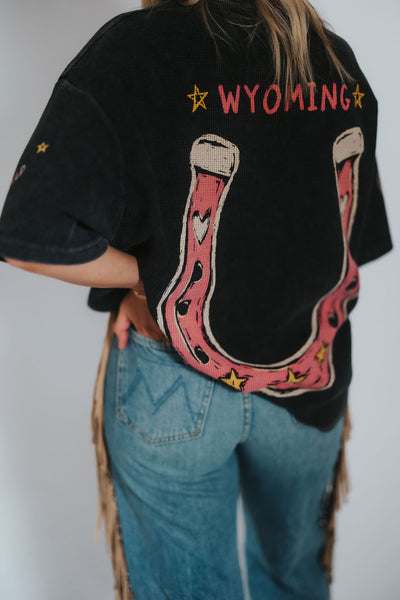 Powder River Cowgirl Club Waffle Tee - RUBY WYLD