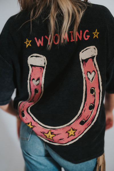 Powder River Cowgirl Club Waffle Tee - RUBY WYLD