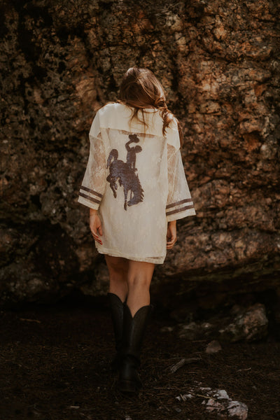Pokes 4 Ever Lace Jersey – Raw Edge V-Neck - RUBY WYLD