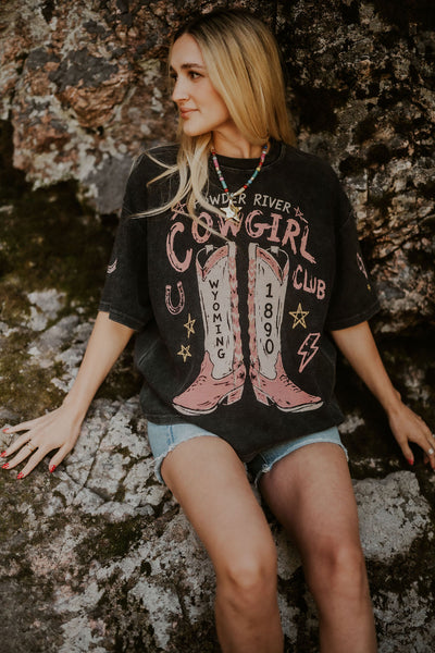 Powder River Cowgirl Club Waffle Tee - RUBY WYLD