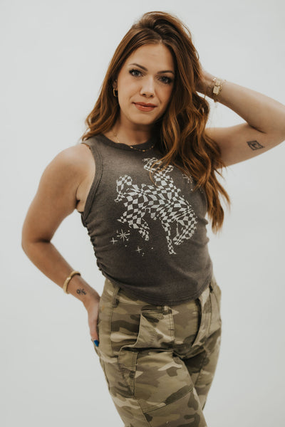 Wavy Checkered Bucking Horse Tank