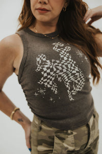 Wavy Checkered Bucking Horse Tank