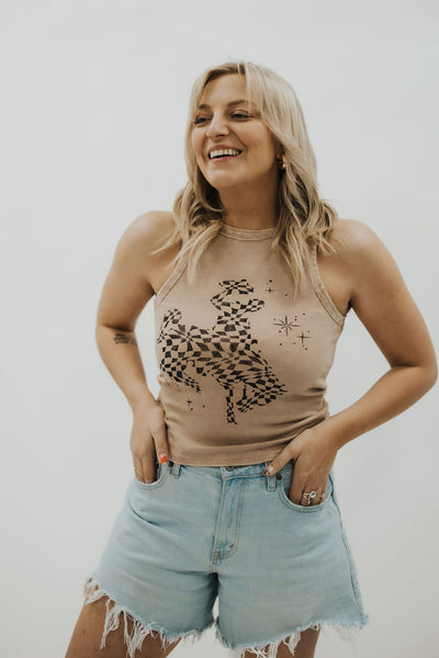 Wavy Checkered Bucking Horse Tank *RESTOCKED*