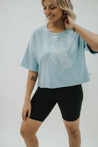 Wavy Checkered Bucking Horse Tee - Blue