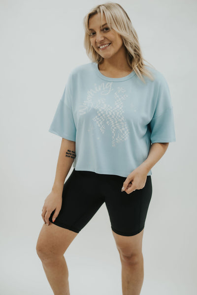 Wavy Checkered Bucking Horse Tee - Blue