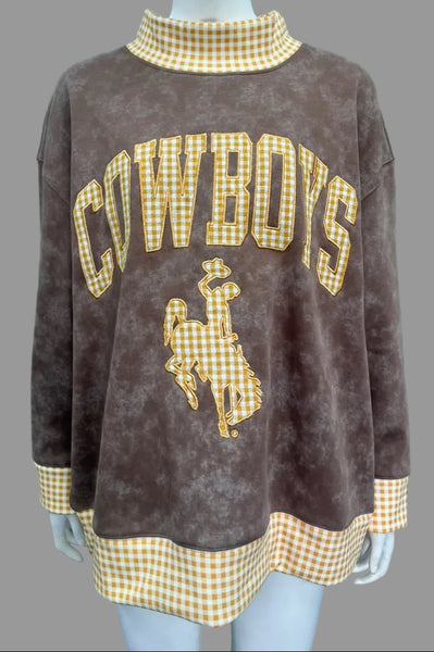 Gingham Cowboys Mock Neck
