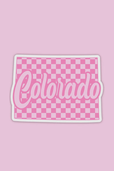 Colorado Pink Checker Sticker