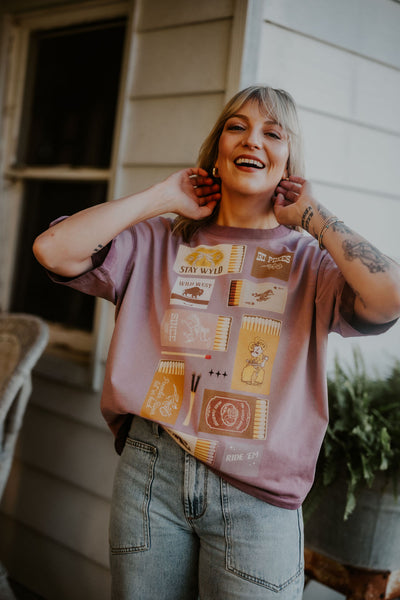 The WYLD Matchbook Tee *Reverse Dyed Rose* - RUBY WYLD