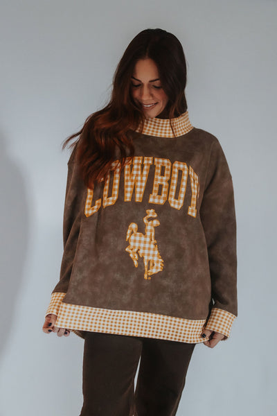 Gingham Cowboys Mock Neck - RUBY WYLD