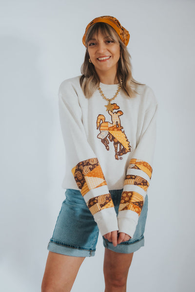 Bucking Horse Patchwork Crewneck *IMPERFECT* - RUBY WYLD