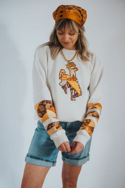Bucking Horse Patchwork Crewneck *IMPERFECT* - RUBY WYLD