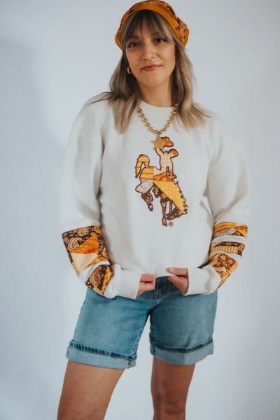 Bucking Horse Patchwork Crewneck *IMPERFECT* - RUBY WYLD