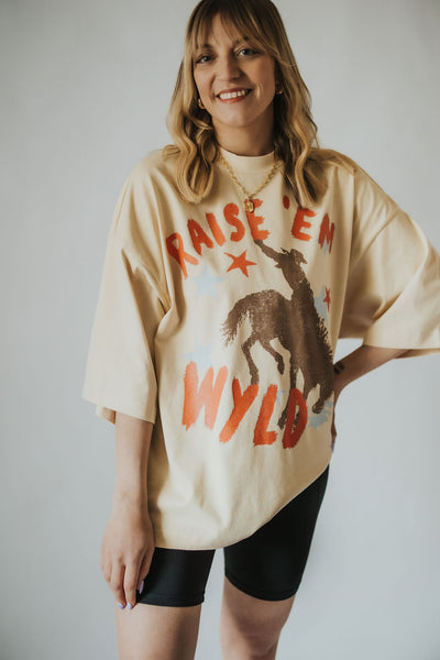 Raise ‘Em WYLD Oversized Boxy Tee - RUBY WYLD