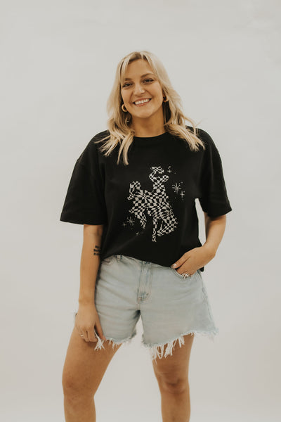 Checkered Bucking Horse Tee - Black *FINAL FEW*