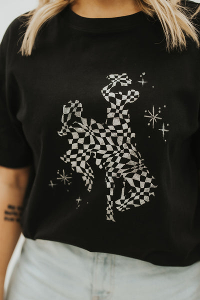 Checkered Bucking Horse Tee - Black *FINAL FEW*
