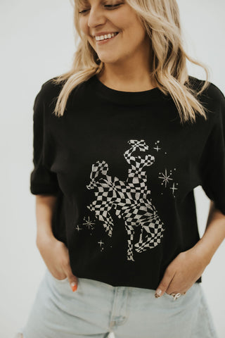 Checkered Bucking Horse Tee - Black *FINAL FEW*