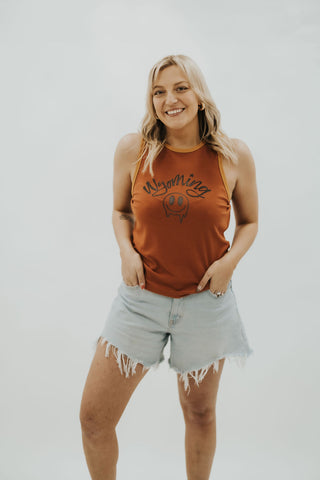 Wyoming Smiley Ribbed Tank - Plus Size