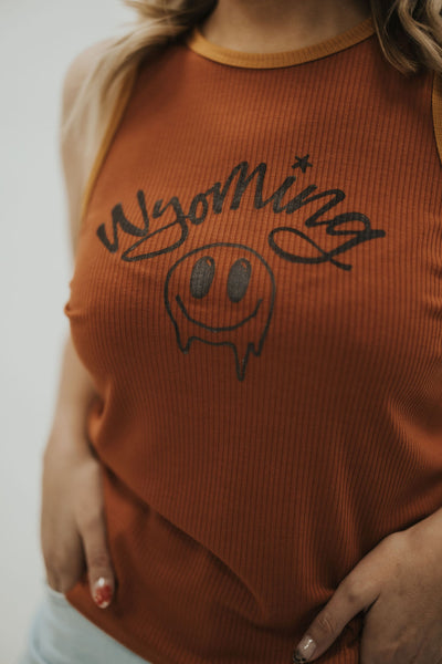Wyoming Smiley Ribbed Tank - Plus Size