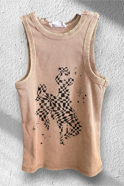 Wavy Checkered Bucking Horse Tank *RESTOCKED*