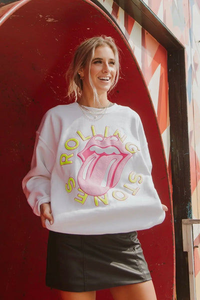 Rolling Stones Neon Puff Lick Sweatshirt