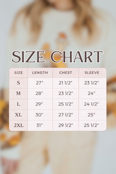 RUBY WYLD size chart for the Steamboat cream patchwork sweater