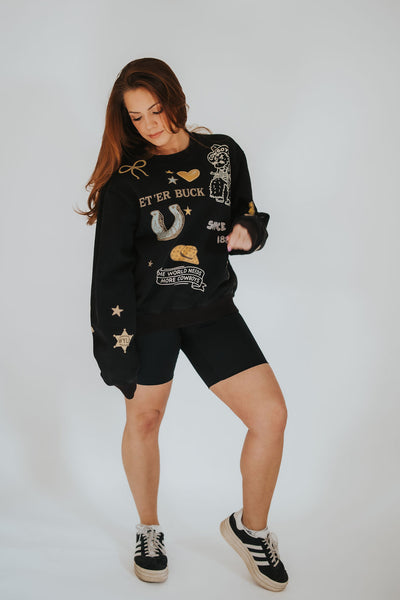 Coquette University of Wyoming Cowboy Crewneck - RUBY WYLD