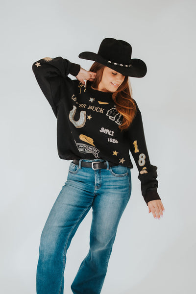 Coquette University of Wyoming Cowboy Crewneck - RUBY WYLD